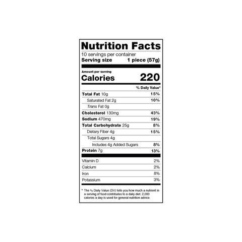 challah nutrition label