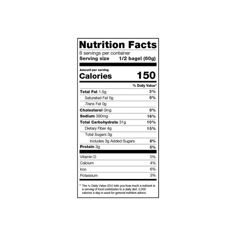 everything bagel nutrition label